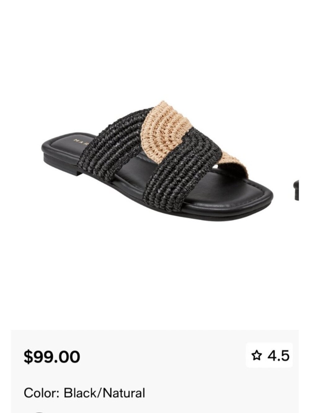 Marc Fisher Navie Slip-On Sandals Raffia Black Natural Slides Size 8.5 - Picture 11 of 12